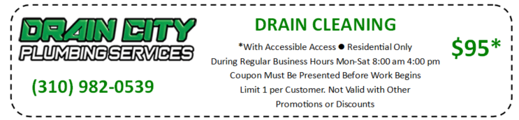 A Drain cleaning coupon from Drain City Plumbing