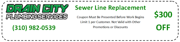 Sewer Line replacement coupon from Drain City Plumbing