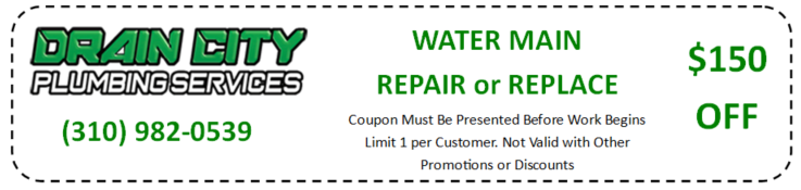 Water Main Repair or replace coupon from Drain City Plumbing